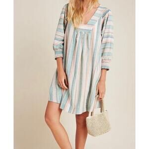 The Odells Perla Striped Smock Mini Dress Extra Small quiet luxury classic NEW
